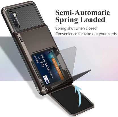 Armor Slide Wallet Card Slots Holder Case For Samsung Galaxy S Series