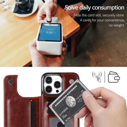 Wallet Case with Card Slots PU Leather for iPhone 15