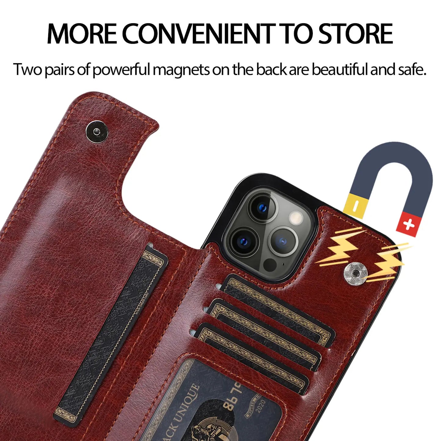 Double Buckle Leather Case for iPhone XR XS Max