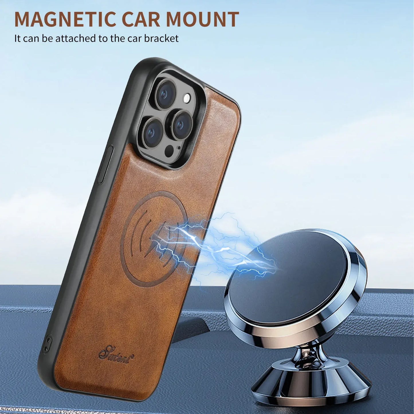 2 in1 Magnetic PU Leather Case for iPhone 15