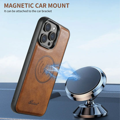 2 in1 Magnetic PU Leather Case for iPhone 15