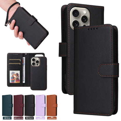 PU Leather Magnetic Wallet Case for iPhone 15