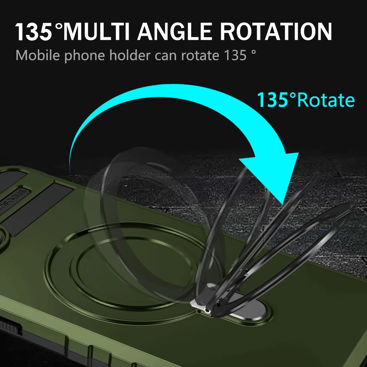 Invisible Built in Stand & Ring Holder Case for iPhone 15