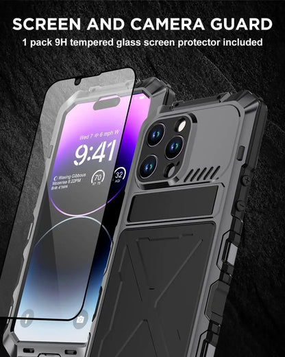 Metal Military-Grade Built-in Kickstand Case for iPhone 15