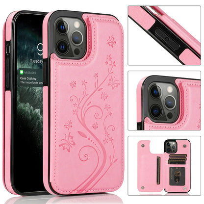 Butterfly Embossed Leather Case for iPhone 11