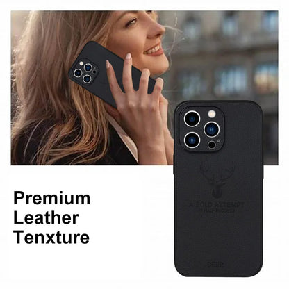 Luxury Leather Texture Square Frame Case For iPhone 15