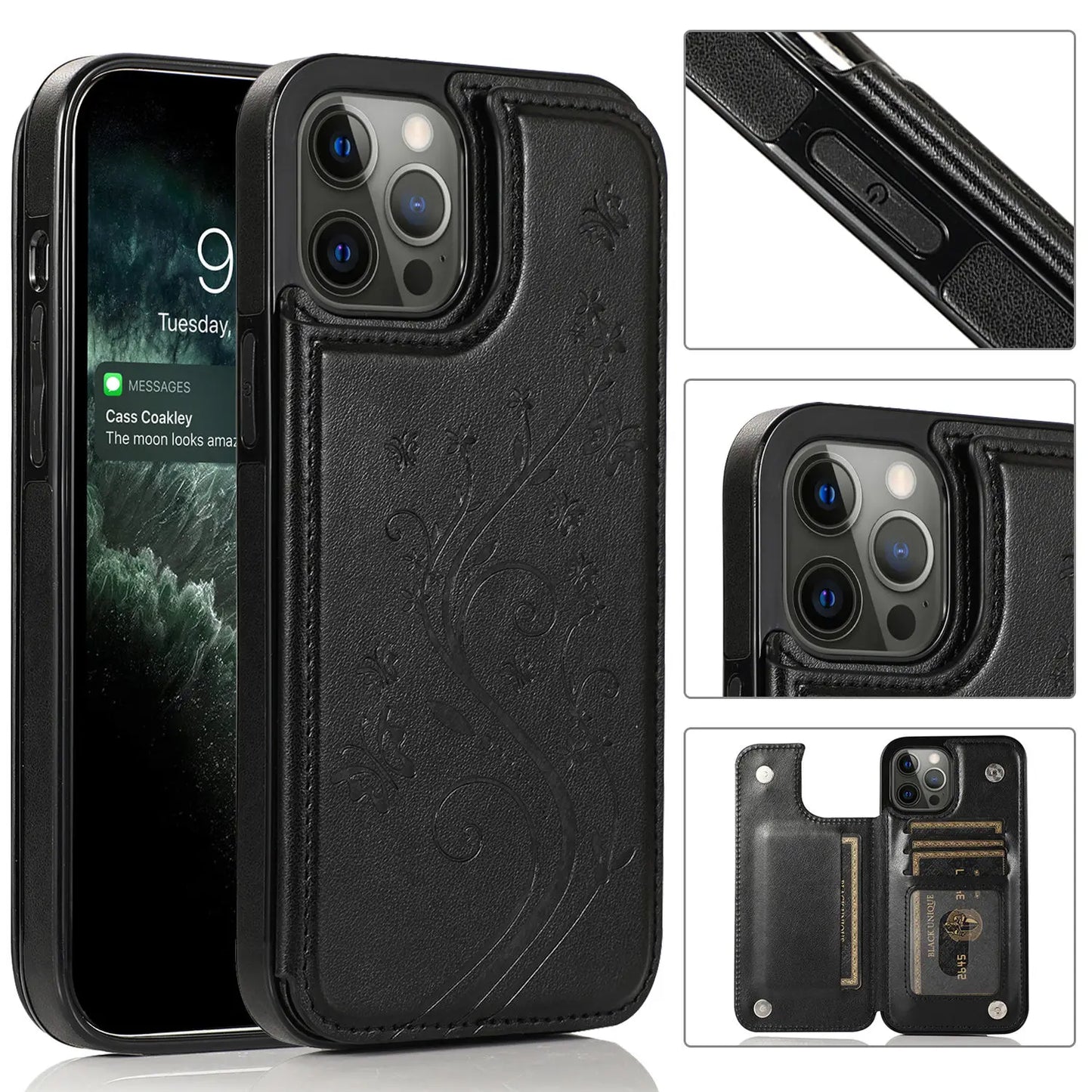 Butterfly Embossed Leather Case for iPhone 12 Pro Max