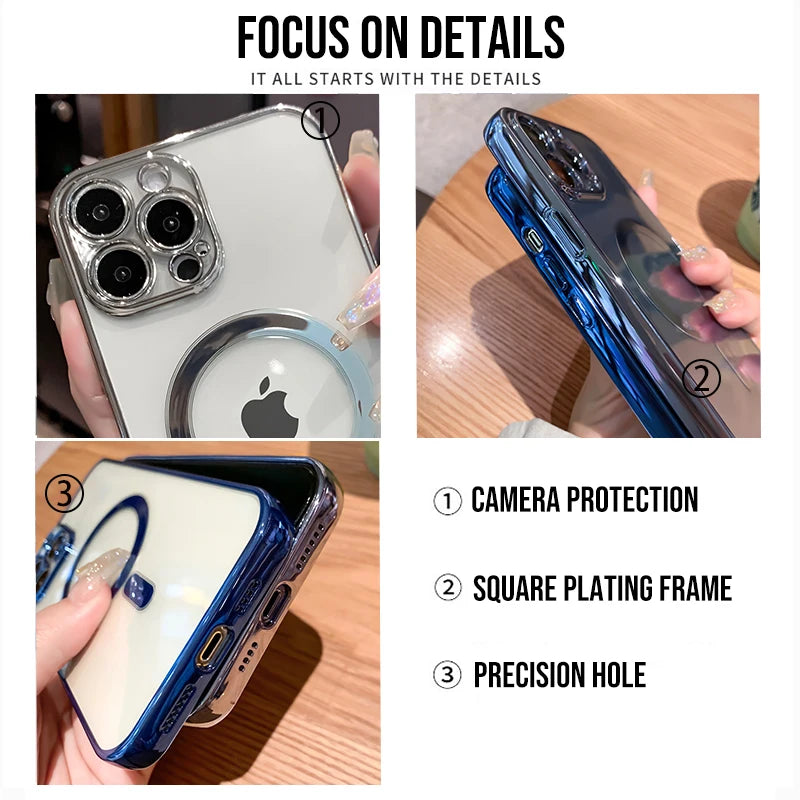 Luxury Plating Clear Magnetic Case For iPhone 11 Pro Max